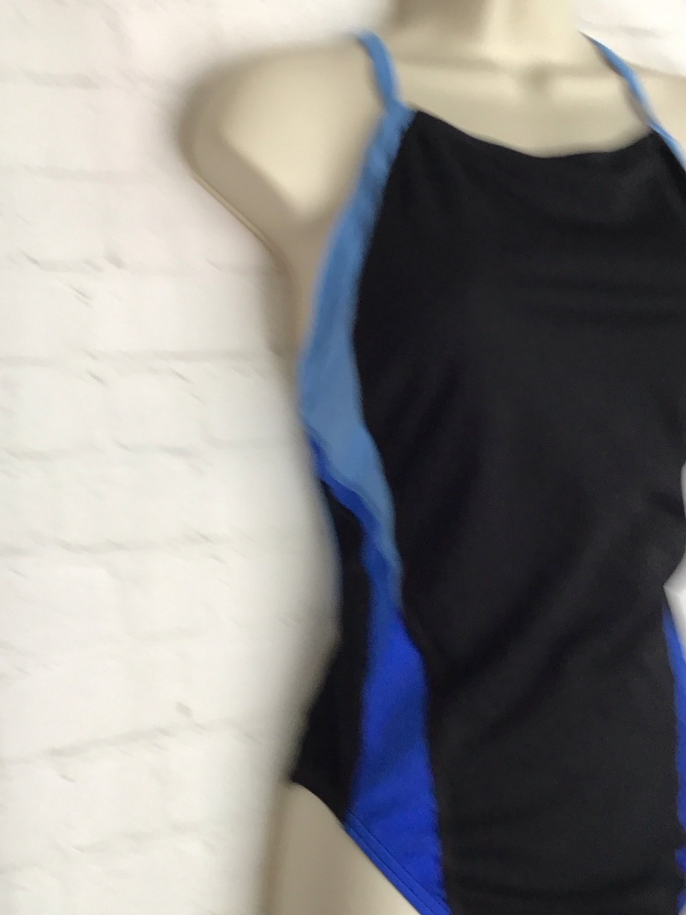 Speedo Black with Light & Royal Blue Trim One-Piece Swimsuit. 8191409 launch spl - Picture 3 of 8